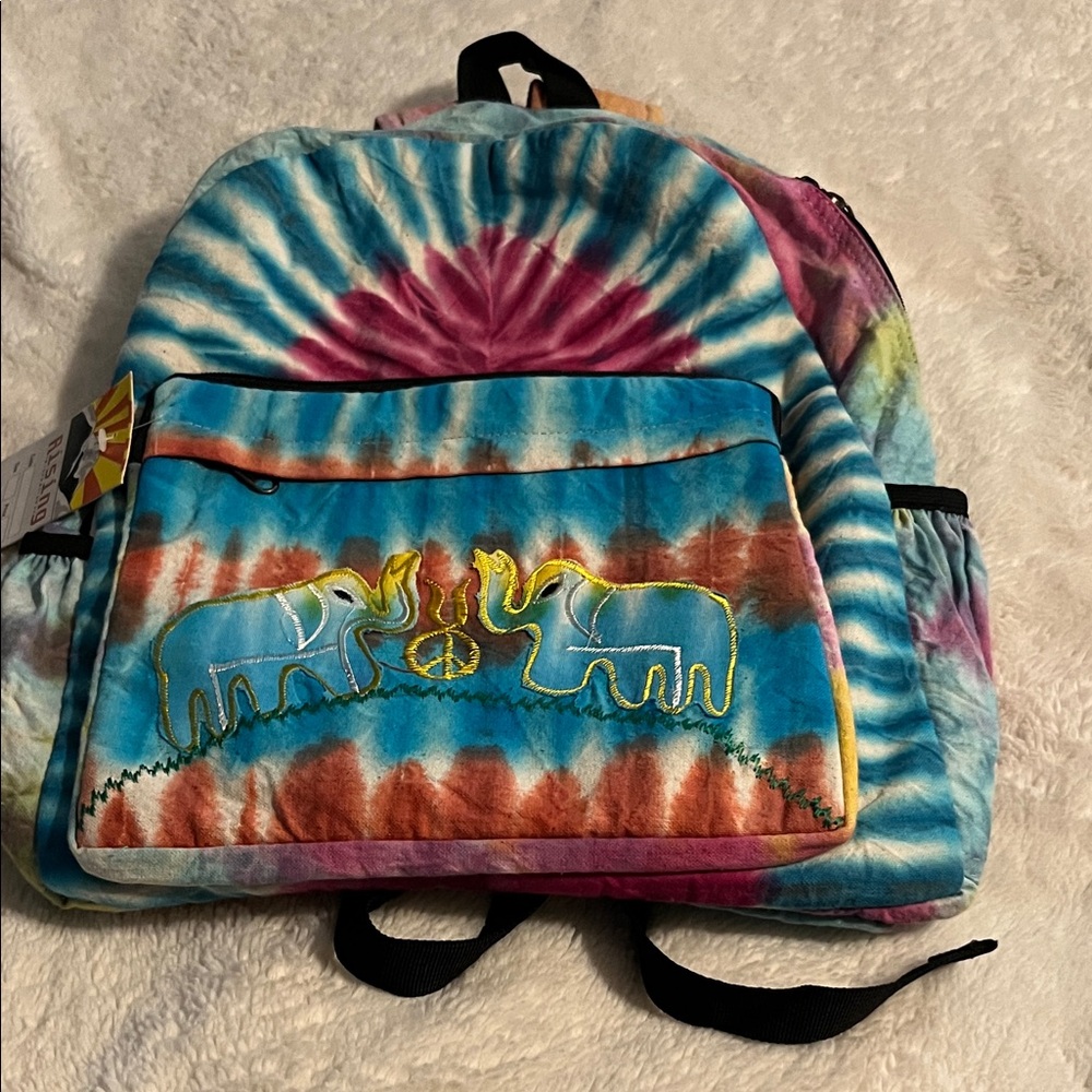 Rising International Tie-Dye Backpack in Blue, Pink, Orange